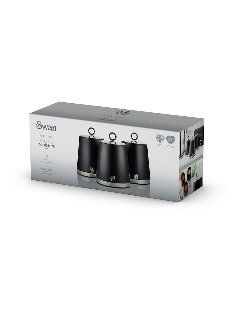 Swan Black Serenity Set of 3 Kitchen Storage Canisters - Image 11 of 11