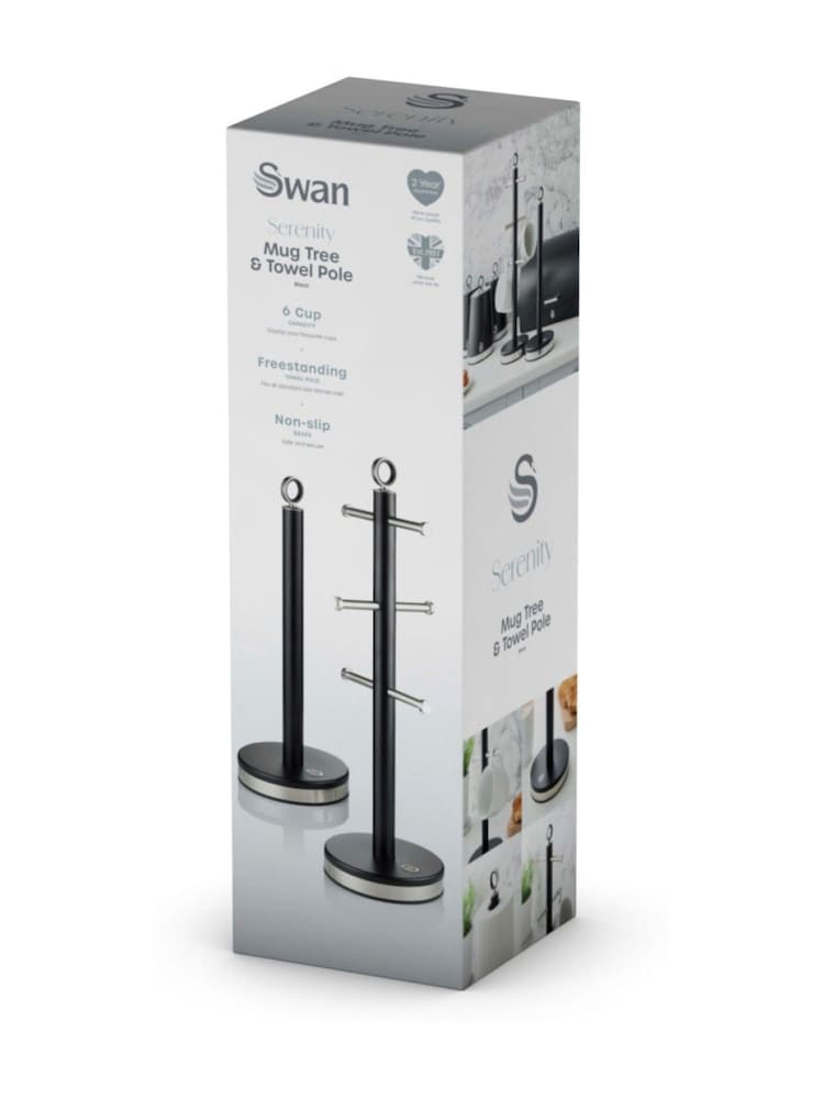 Swan Black Kitchen Towel Pole and Mug Tree Set - Image 10 of 10