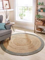 Origin Rug Collection. Green Jute Border Rug - Image 1 of 4