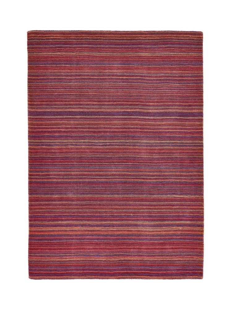 Origin Rug Collection. Red Fine Stripes Wool Rug - Image 2 of 4