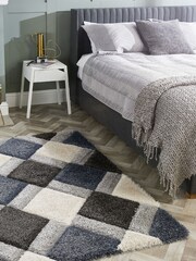 Origin Rug Collection. Blue 3D GEO Shaggy Runner - Image 1 of 4