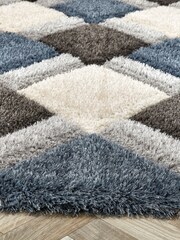 Origin Rug Collection. Blue 3D GEO Shaggy Runner - Image 3 of 4