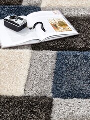 Origin Rug Collection. Blue 3D GEO Shaggy Runner - Image 4 of 4