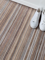 Origin Rug Collection. Beige Fine Stripes Wool Runner - Image 3 of 5