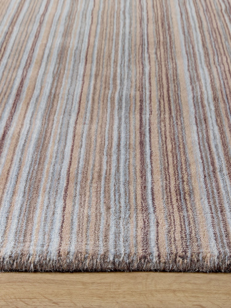Origin Rug Collection. Beige Fine Stripes Wool Runner - Image 5 of 5