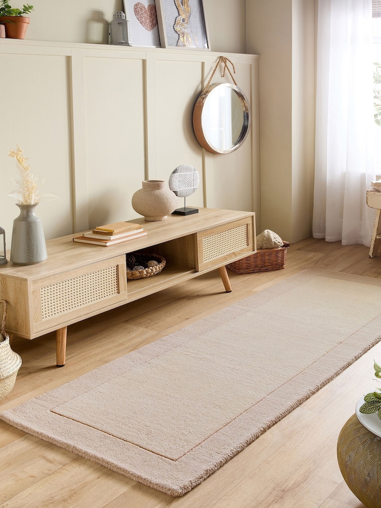 Origin Rug Collection. Cream Borders Wool Runner - Image 1 of 4