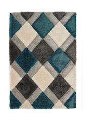 Origin Rug Collection. Teal 3D GEO Shaggy Runner - Image 2 of 5