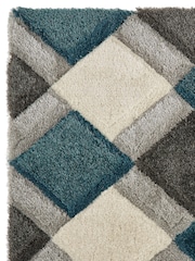 Origin Rug Collection. Teal 3D GEO Shaggy Runner - Image 4 of 5