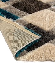 Origin Rug Collection. Teal 3D GEO Shaggy Runner - Image 5 of 5