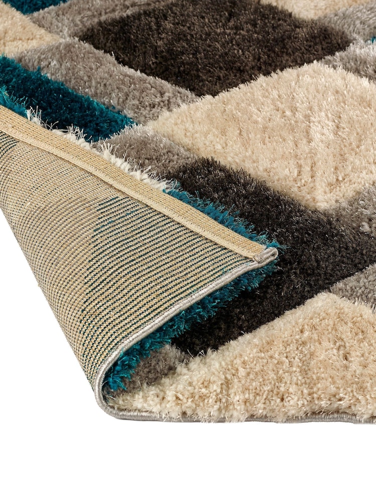 Origin Rug Collection. Teal 3D GEO Shaggy Runner - Image 5 of 5