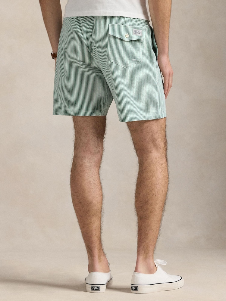 Polo Ralph Lauren Green Leaf Traveler Classic Seersucker Logo Swim Shorts - Image 2 of 5 Polo Ralph Lauren Green Leaf Traveler Classic Seersucker Logo Swim Shorts - Image 2 of 5