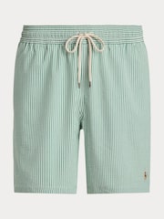 Polo Ralph Lauren Green Leaf Traveler Classic Seersucker Logo Swim Shorts - Image 5 of 5