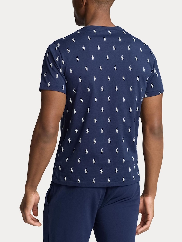 Polo Ralph Lauren Blue All-Over-Pony Jersey T-Shirt - Image 2 of 3