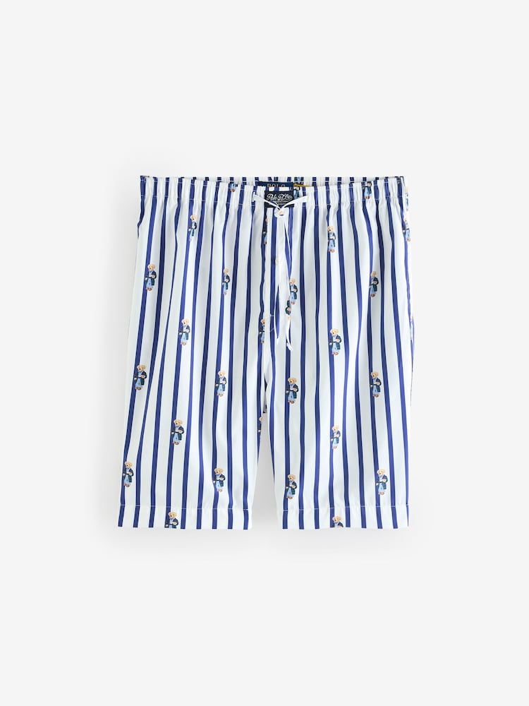 Polo Ralph Lauren Blue Stripe Bear Print Cotton Shorts - Image 1 of 1