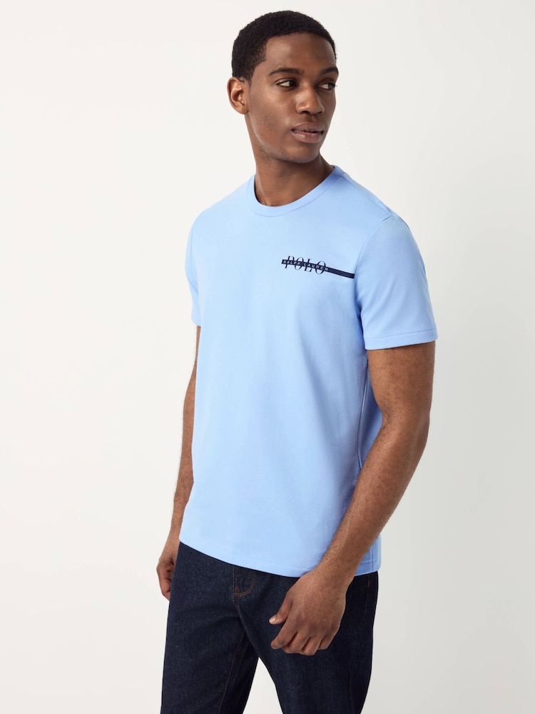 Polo Ralph Lauren Light Blue Logo Stripe Jersey T-Shirt - Image 1 of 6 Polo Ralph Lauren Light Blue Logo Stripe Jersey T-Shirt - Image 1 of 6
