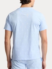 Polo Ralph Lauren Blue Chrome Loungewear All-Over-Pony Jersey T-Shirt - Image 2 of 4