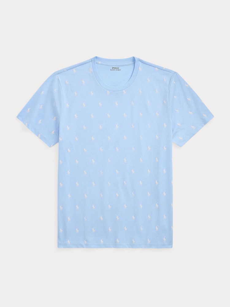 Polo Ralph Lauren Blue Chrome Loungewear All-Over-Pony Jersey T-Shirt - Image 4 of 4