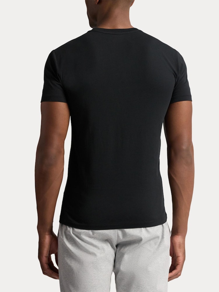 Czarny - Polo Ralph Lauren Slim 100% Cotton T-Shirts 3 Pack - Image 3 of 8