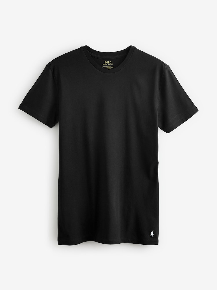 Czarny - Polo Ralph Lauren Slim 100% Cotton T-Shirts 3 Pack - Image 6 of 8