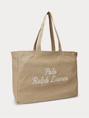 Polo Ralph Lauren Brown Embroidered Logo Canvas Tote Bag - Image 3 of 7