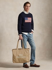 Polo Ralph Lauren Brown Embroidered Logo Canvas Tote Bag - Image 6 of 7