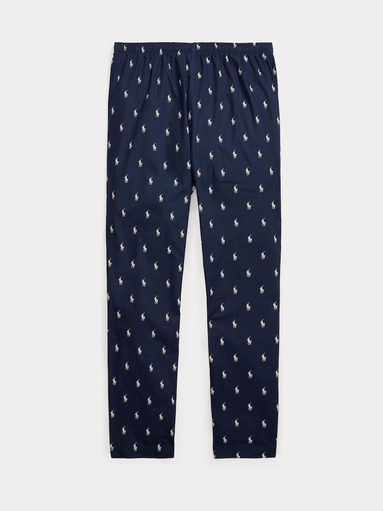 Polo Ralph Lauren Blue Signature Pony Cotton Pyjama Bottoms - Image 1 of 2 Polo Ralph Lauren Blue Signature Pony Cotton Pyjama Bottoms - Image 1 of 2