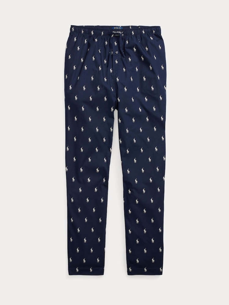 Polo Ralph Lauren Blue Signature Pony Cotton Pyjama Bottoms - Image 2 of 2 Polo Ralph Lauren Blue Signature Pony Cotton Pyjama Bottoms - Image 2 of 2