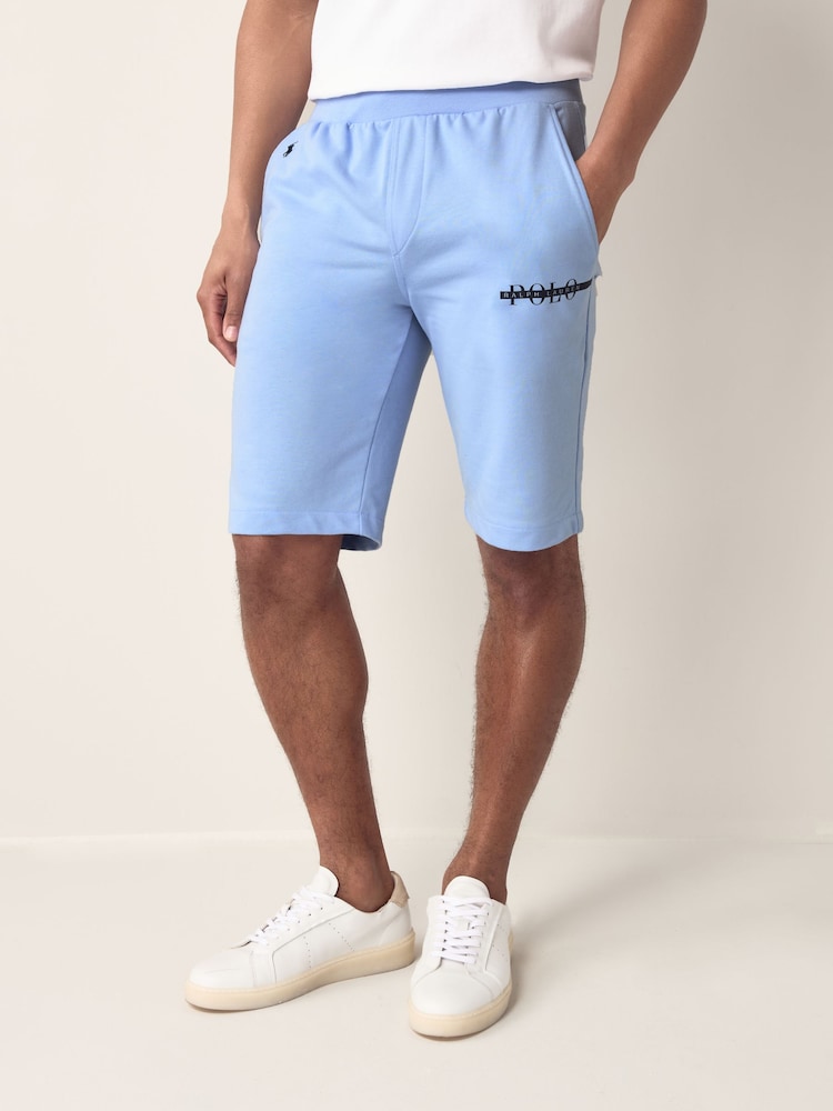Голубой - Трикотажные шорты в полоску с логотипом Polo Ralph Lauren - Image 1 of 4