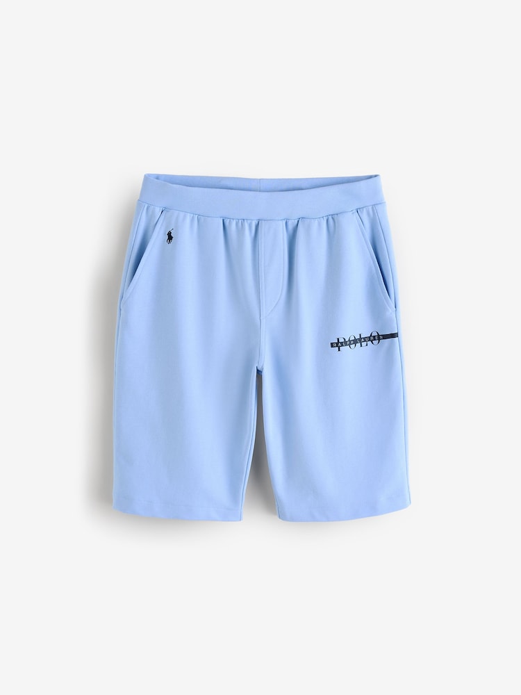 Голубой - Трикотажные шорты в полоску с логотипом Polo Ralph Lauren - Image 4 of 4