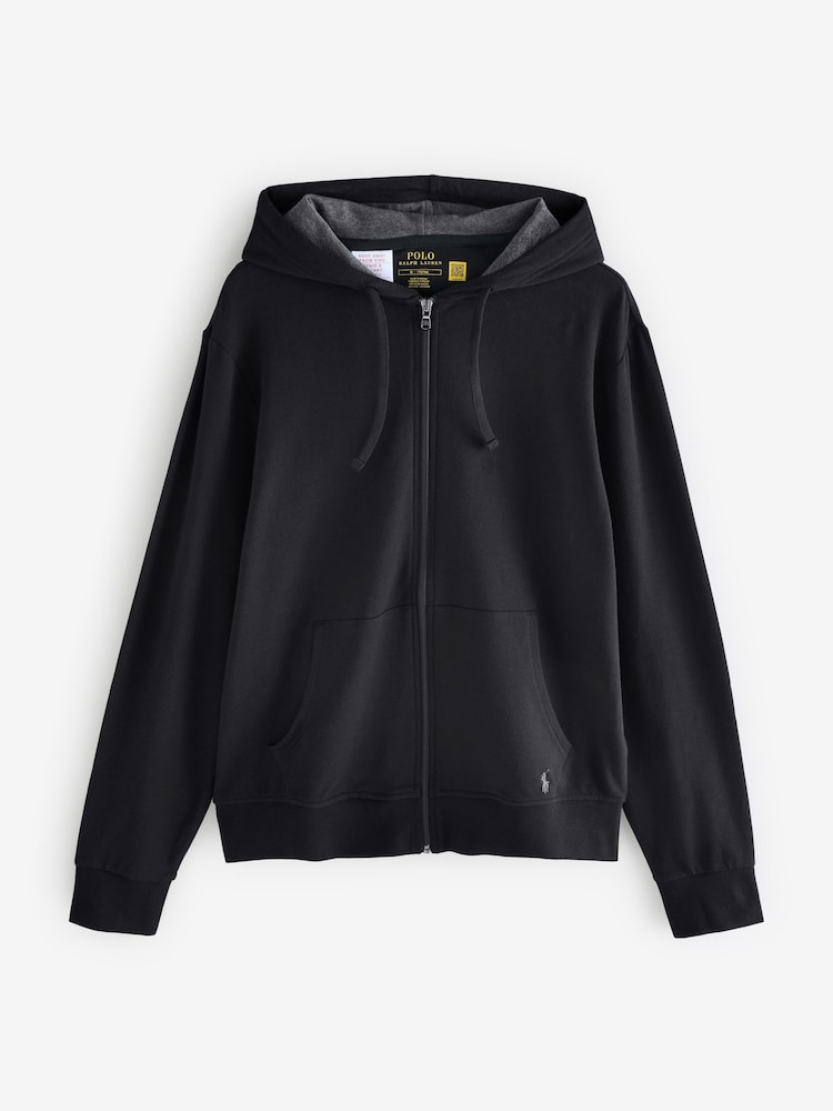 Черный - Трикотажная толстовка на молнии для дома Polo Ralph Lauren - Image 1 of 1