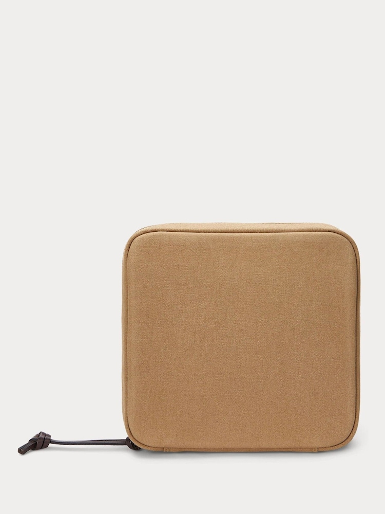 Polo Ralph Lauren Green Canvas Leather Logo Wash Bag - Image 2 of 5