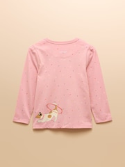 Joules Girls' Ava Pink Screeprint Long Sleeve Top - Image 2 of 6