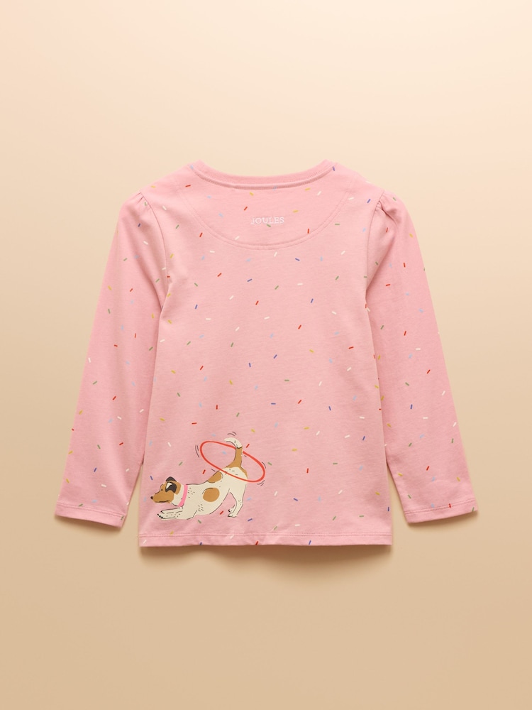 Joules Girls' Ava Pink Screeprint Long Sleeve Top - Image 2 of 6