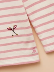 Joules Girls' Harbour Pink & Cream Long Sleeve Jersey Top - Image 3 of 5