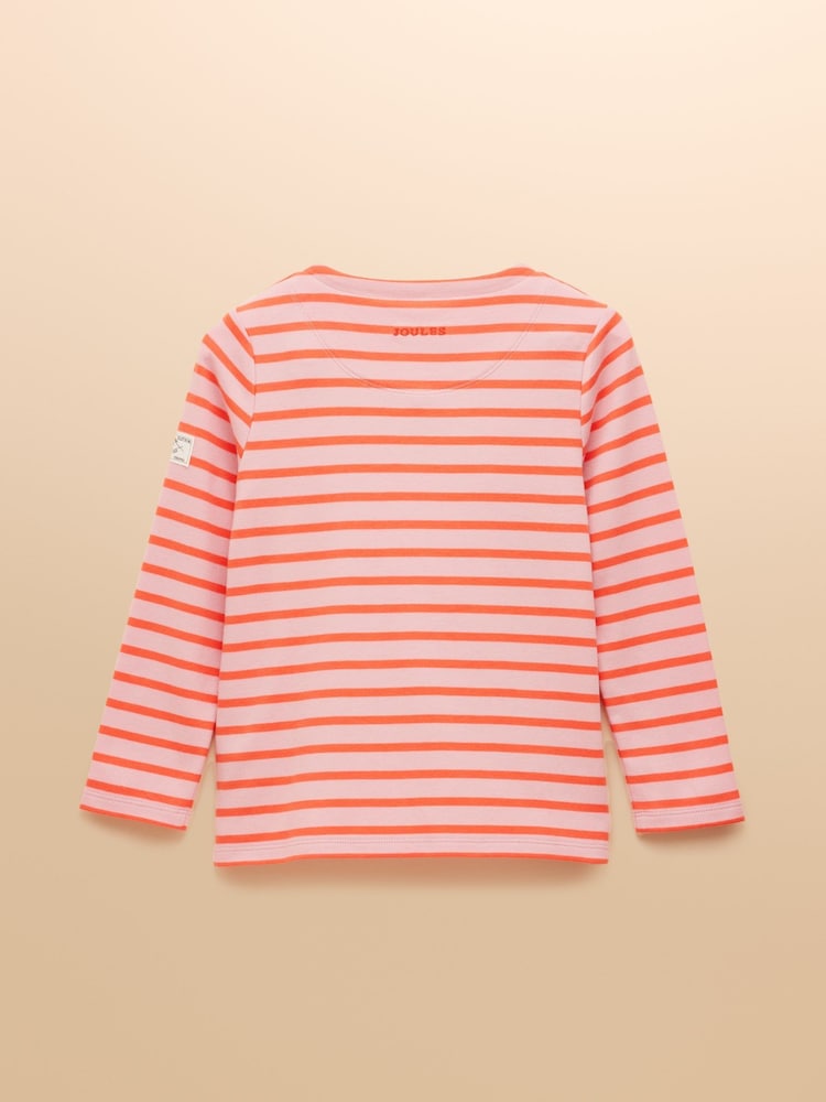 Joules Girls' Harbour Pink and Orange Stripe Long Sleeve Jersey Top - Image 2 of 5