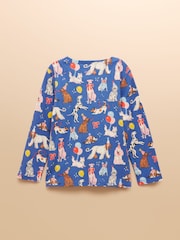 Joules Girls' Harbour Navy Dogs Long Sleeve Jersey Top - Image 2 of 5