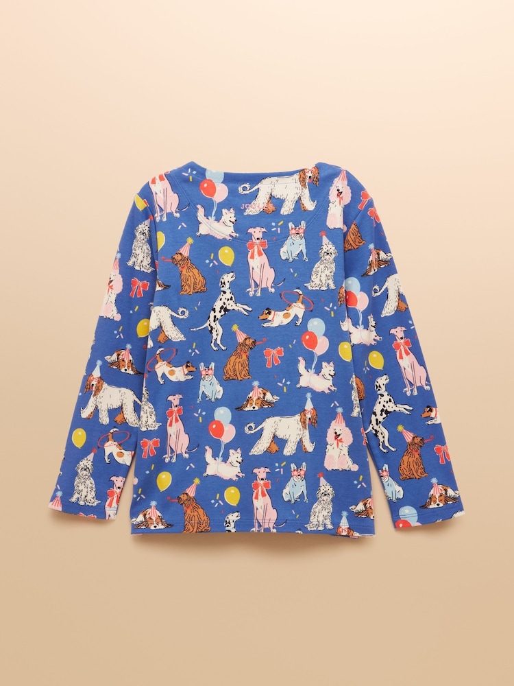 Joules Girls' Harbour Navy Dogs Long Sleeve Jersey Top - Image 2 of 5