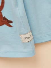 Joules Girls' Ava Blue Applique Long Sleeve Top - Image 4 of 5