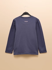 Joules Girls' Ava Navy Blue Applique Long Sleeve Top - Image 2 of 4