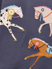 Joules Girls' Ava Navy Blue Applique Long Sleeve Top - Image 3 of 4