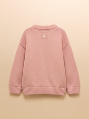 Joules Girls' Intarsia Pink Party Dog Knitted Jumper - Image 4 of 6