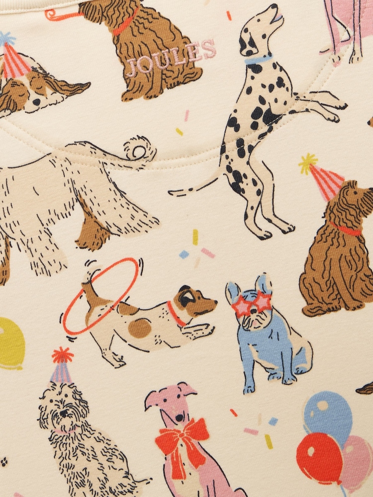 Joules Girls' Kipwell Cream Dogs Long Sleeve Pyjama Set - Image 5 of 5 Joules Girls' Kipwell Cream Dogs Long Sleeve Pyjama Set - Image 5 of 5