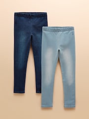 Joules Trot Blue Pack of Two Denim-Look Leggings - Image 1 of 7