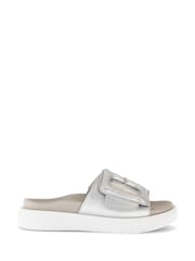 Gabor Adios Silver Metallic Mule Style Sandals - Image 1 of 5