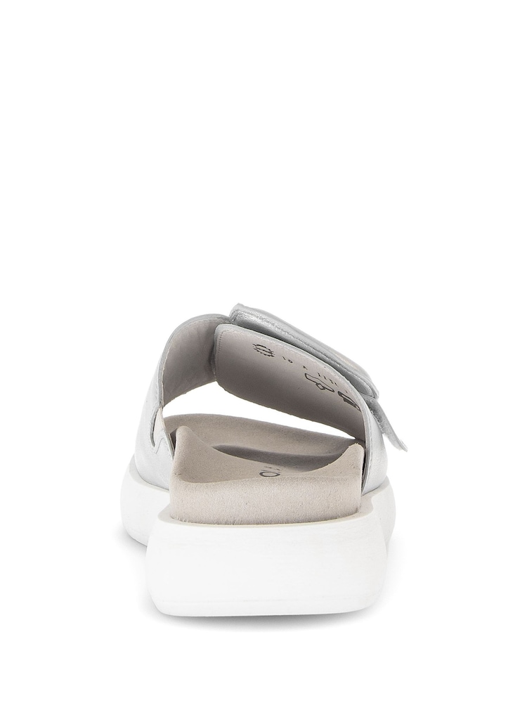Gabor Adios Silver Metallic Mule Style Sandals - Image 5 of 5