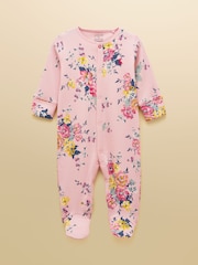 Joules Girls' Razamataz Pink Floral Cotton Babygrow - Image 1 of 4