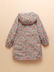 Joules Girls' Rainford Pink Ditsy Waterproof Packable Raincoat - Image 2 of 5