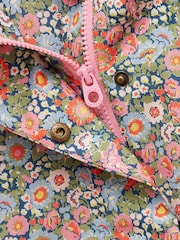 Joules Girls' Rainford Pink Ditsy Waterproof Packable Raincoat - Image 3 of 5