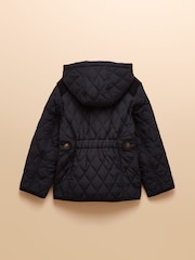 Joules Girls' Marsdale Navy Blue Showerproof Quilted Jacket - Image 2 of 4