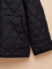 Joules Girls' Marsdale Navy Blue Showerproof Quilted Jacket - Image 3 of 4
